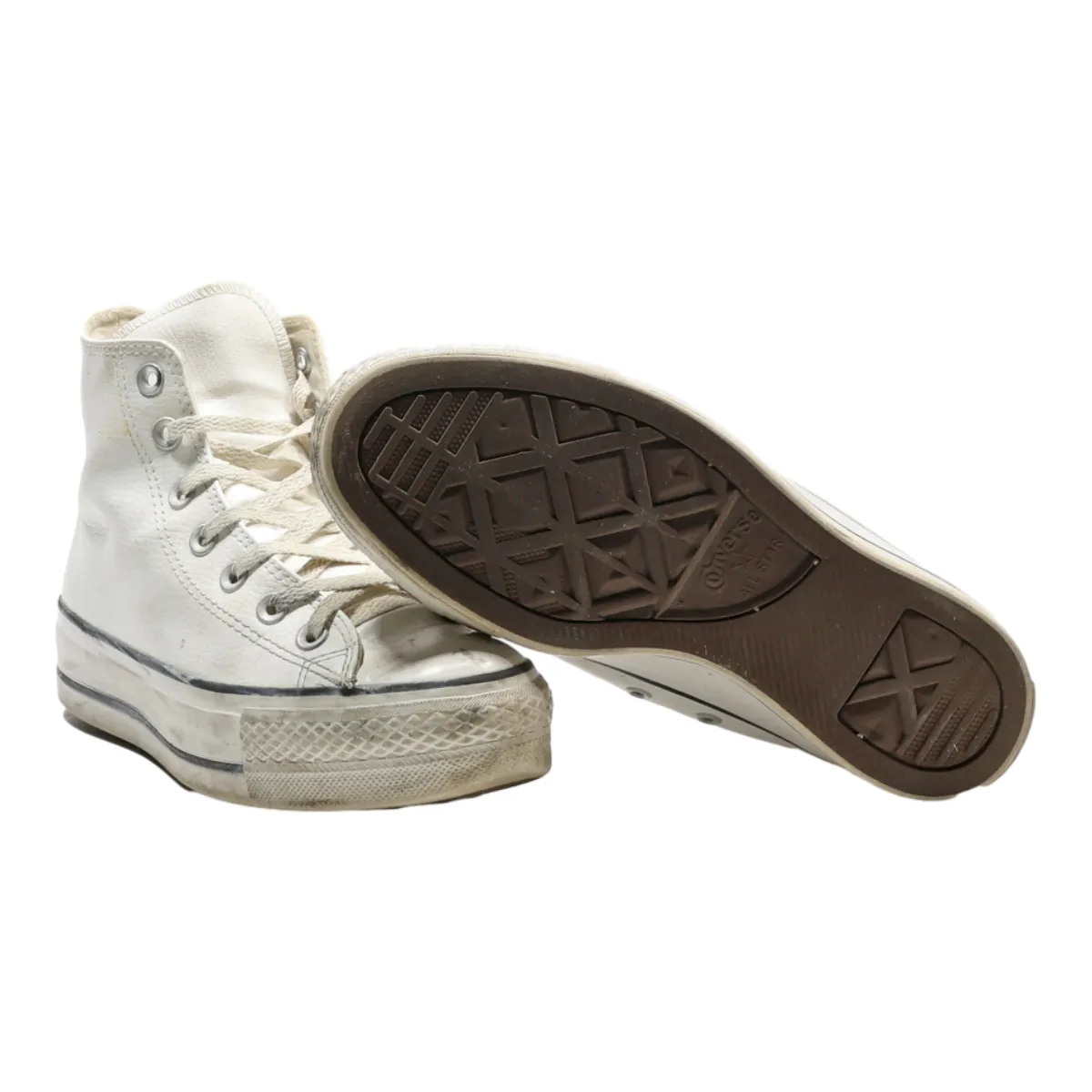CONVERSE Platform Trainers White Leather Womens UK 2.5