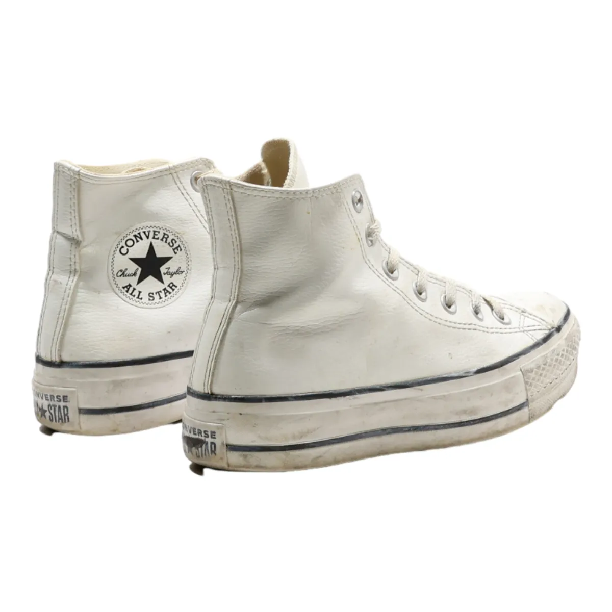 CONVERSE Platform Trainers White Leather Womens UK 2.5
