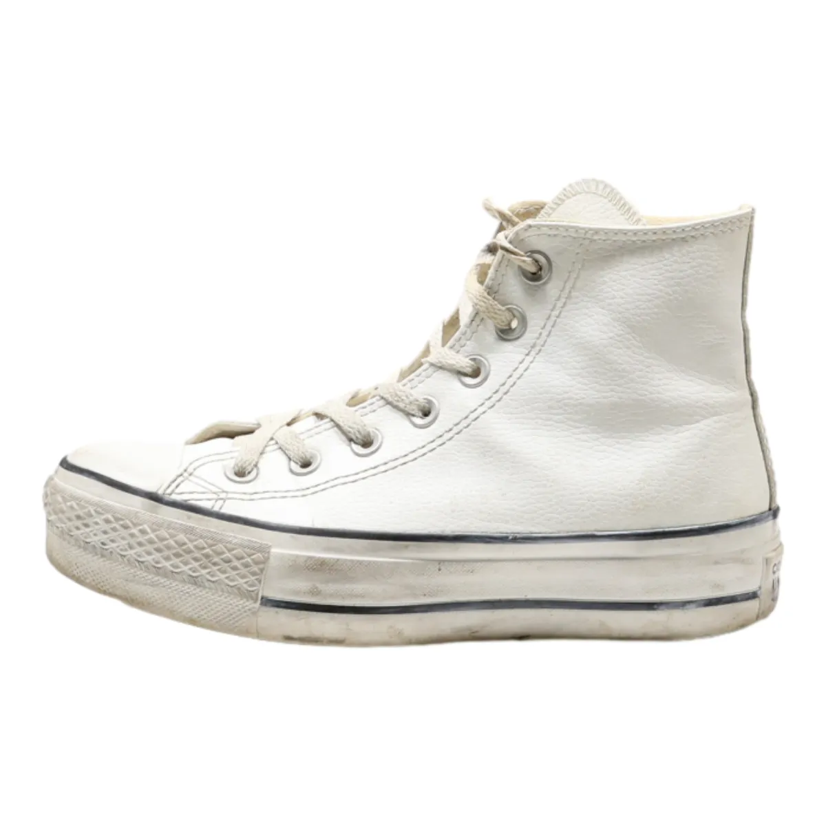 CONVERSE Platform Trainers White Leather Womens UK 2.5