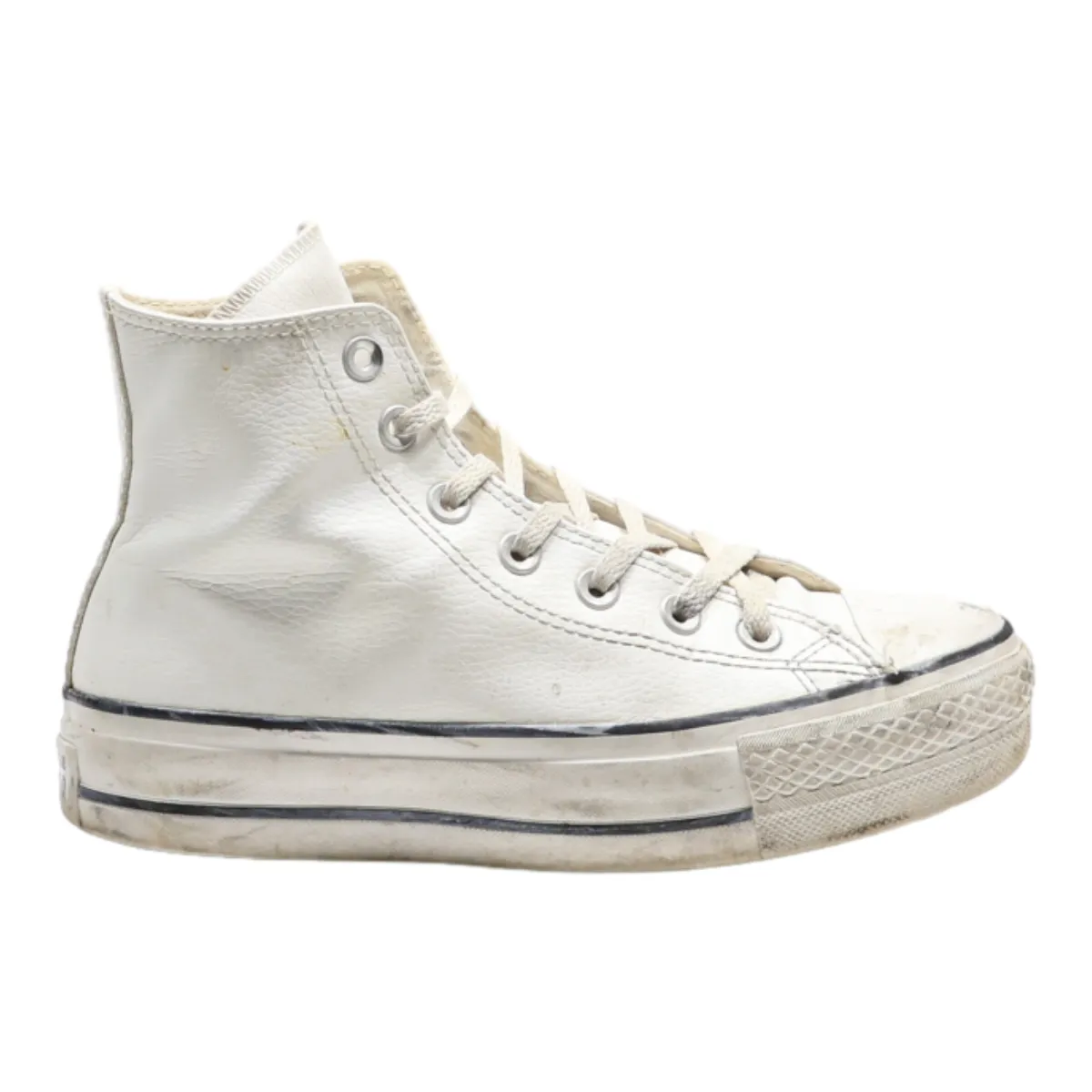 CONVERSE Platform Trainers White Leather Womens UK 2.5