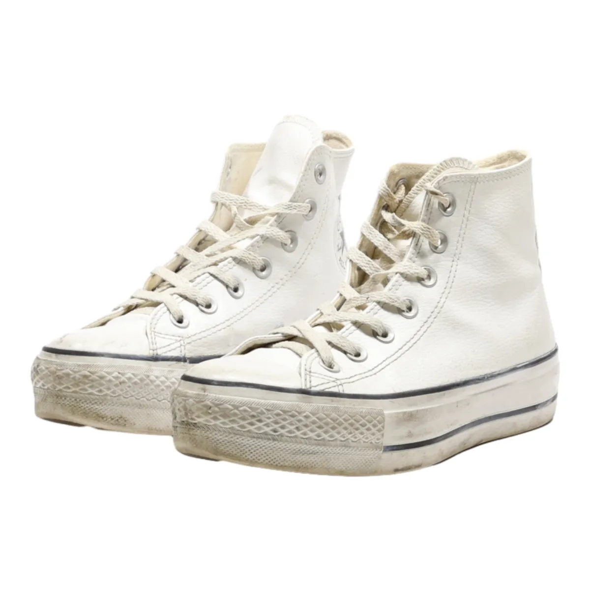 CONVERSE Platform Trainers White Leather Womens UK 2.5