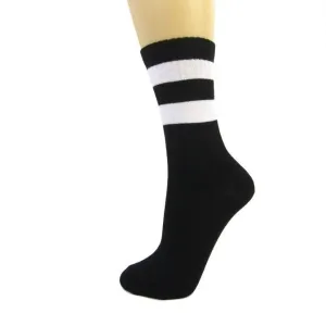 Cotton Blend Two Stripe Athletic Style Ankle Socks