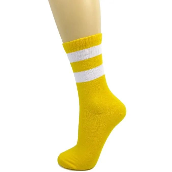 Cotton Blend Two Stripe Athletic Style Ankle Socks