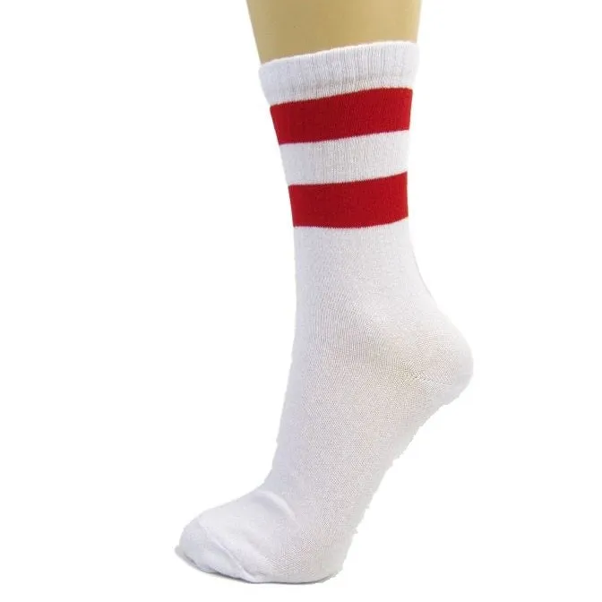 Cotton Blend Two Stripe Athletic Style Ankle Socks
