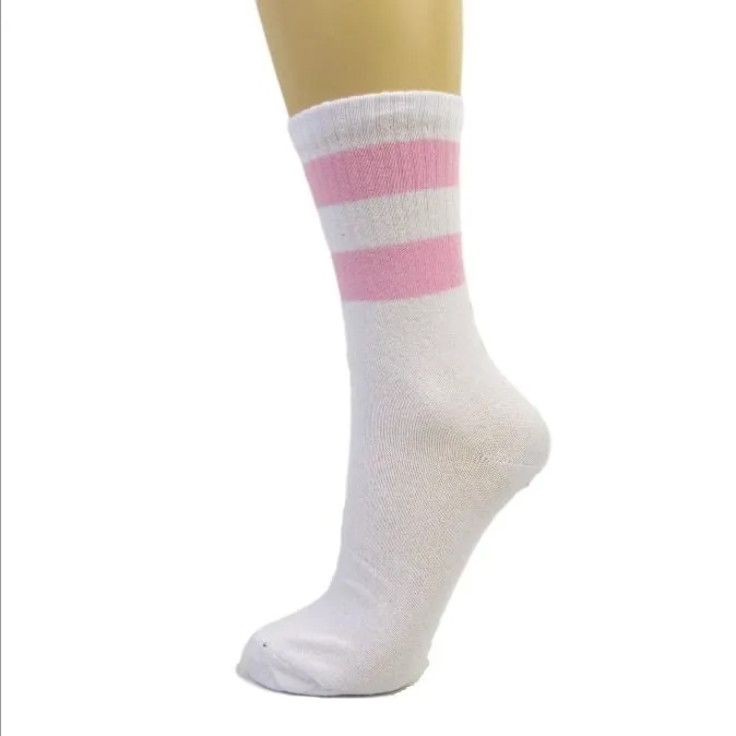 Cotton Blend Two Stripe Athletic Style Ankle Socks