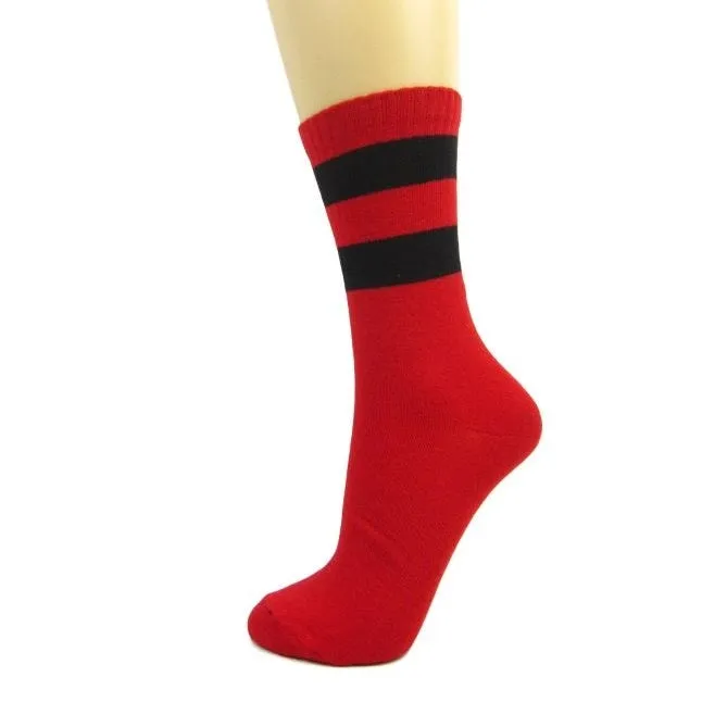 Cotton Blend Two Stripe Athletic Style Ankle Socks