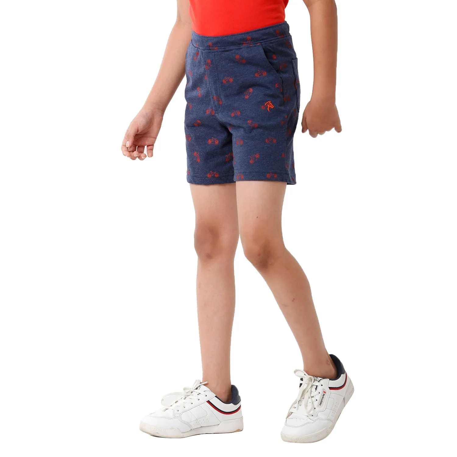 CP BRO BOYS 100% Cotton Printed Slim Fit Blue Color Cotton Shorts - BBTS 03 A