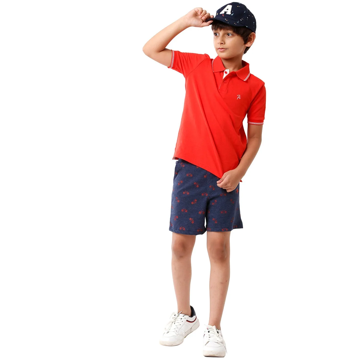 CP BRO BOYS 100% Cotton Printed Slim Fit Blue Color Cotton Shorts - BBTS 03 A