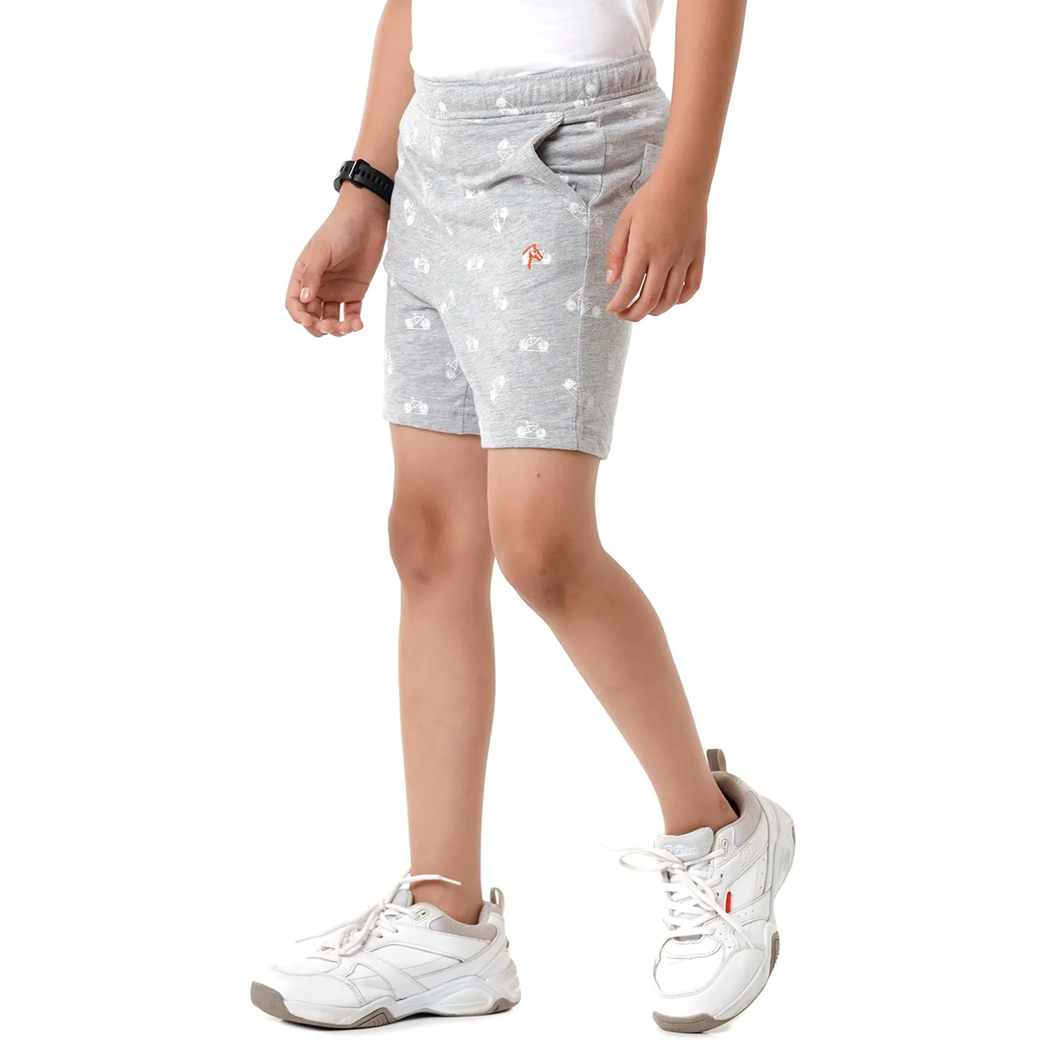 CP BRO BOYS Printed Slim Fit Grey Color Cotton Shorts - BBTS 03 B
