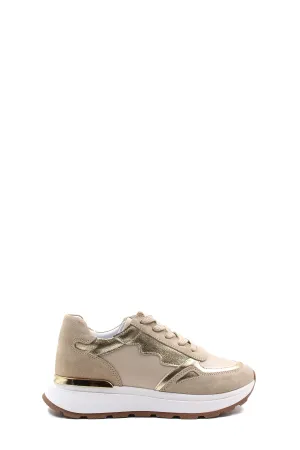 FST Genuine Leather Women's Casual Shoes 757ZA24066 Beige Gold - Purmerend