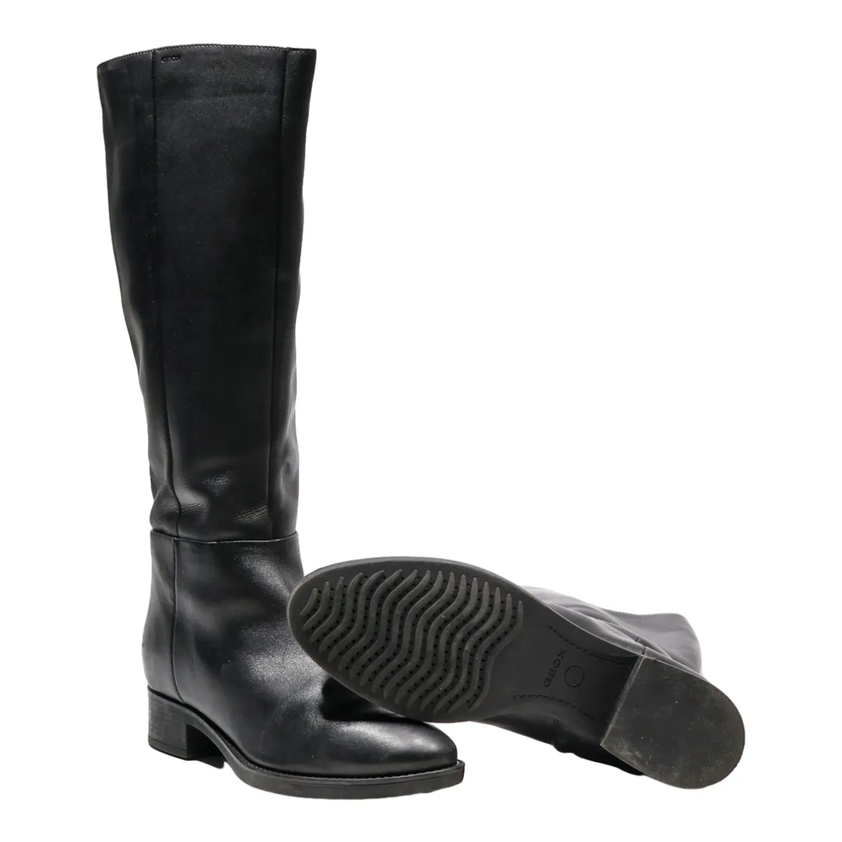 GEOX High Boots Black Leather Womens UK 4