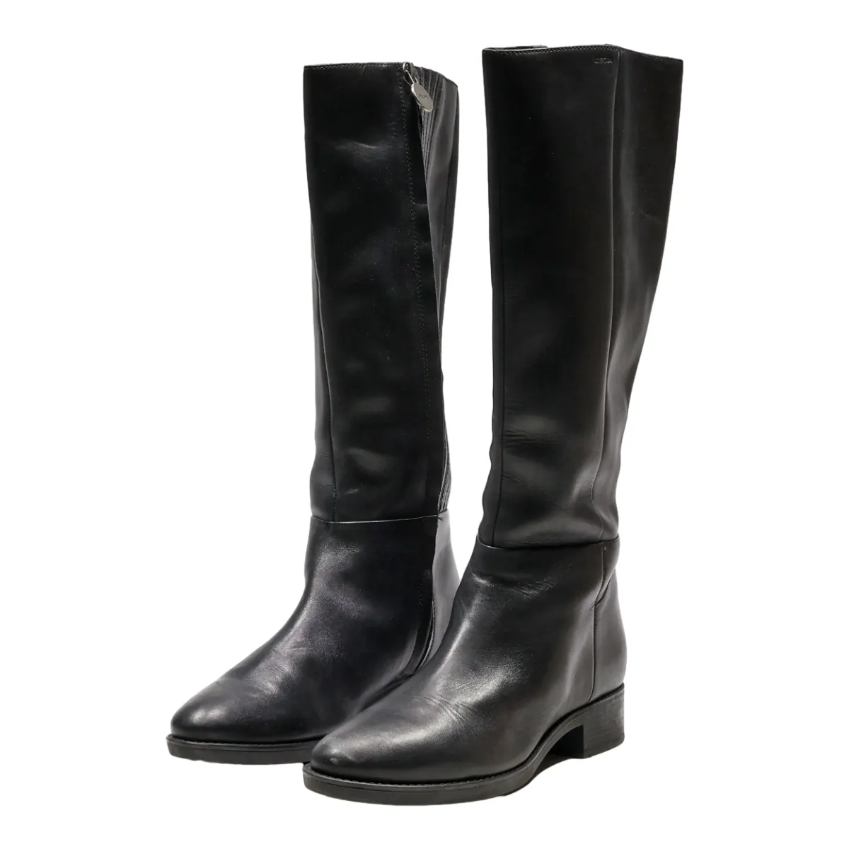 GEOX High Boots Black Leather Womens UK 4