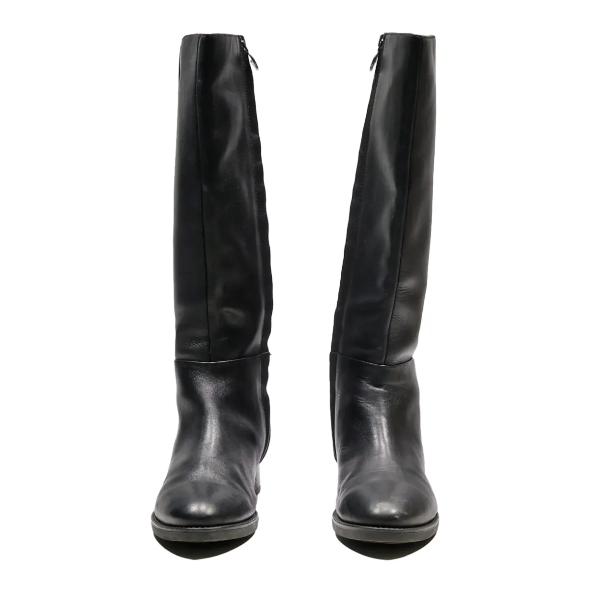 GEOX High Boots Black Leather Womens UK 4