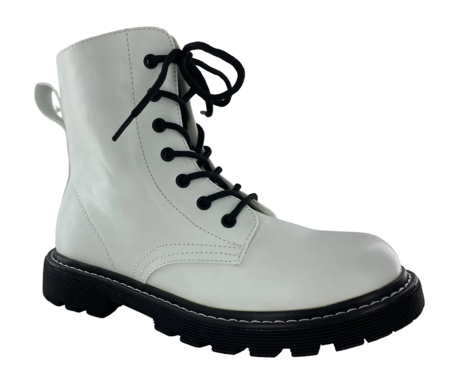 Gotta Flurt Women's Lori White Short Shaft Combat Boot