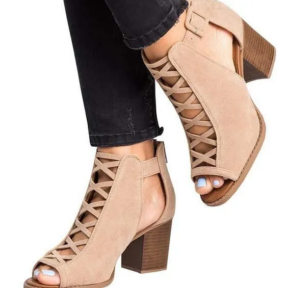 High Heel Chunky Peep Toe Sandals
