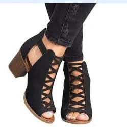 High Heel Chunky Peep Toe Sandals