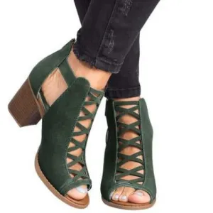 High Heel Chunky Peep Toe Sandals