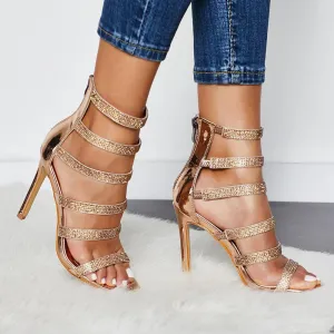 High Heel Rhinestone Open Toe Sandals