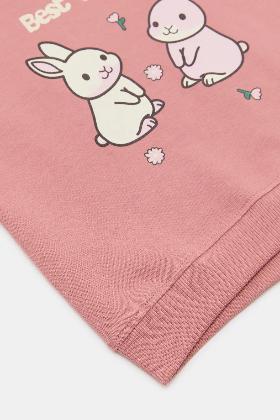 Infant Girls Pink Printed Sweatshirt