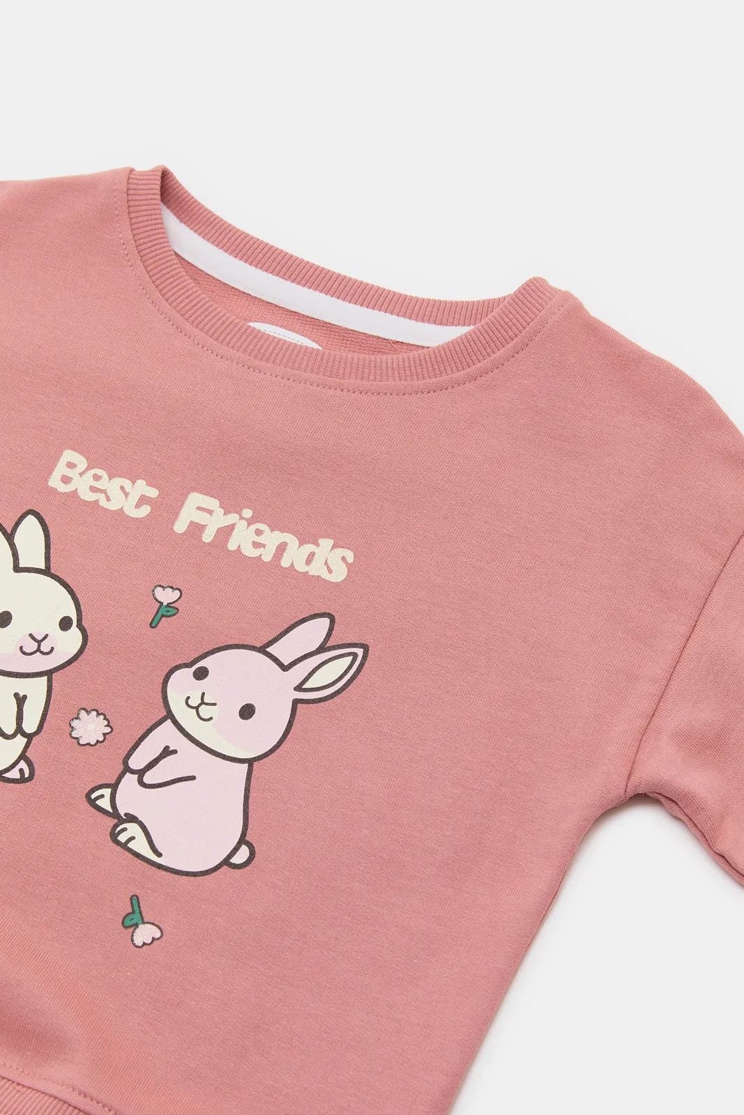 Infant Girls Pink Printed Sweatshirt