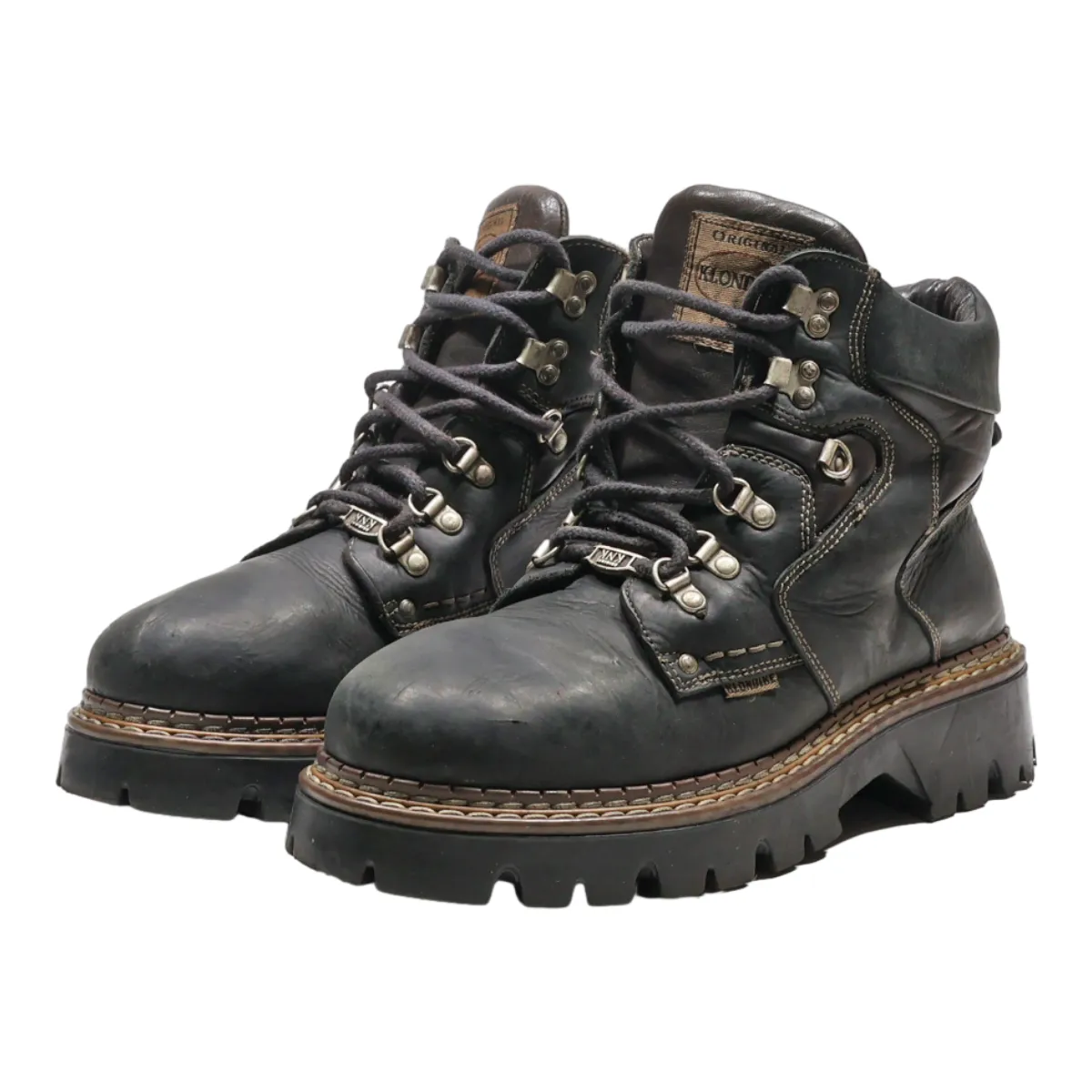 KLONDIKE Lace-Up Boots Black Leather Mens UK 9