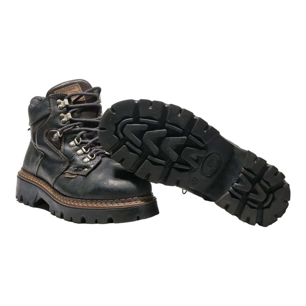 KLONDIKE Lace-Up Boots Black Leather Mens UK 9