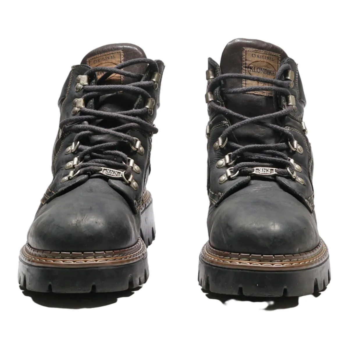 KLONDIKE Lace-Up Boots Black Leather Mens UK 9
