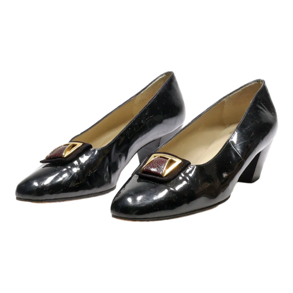 LA ELEGANCIA Court Heels Black Leather Womens UK 5.5