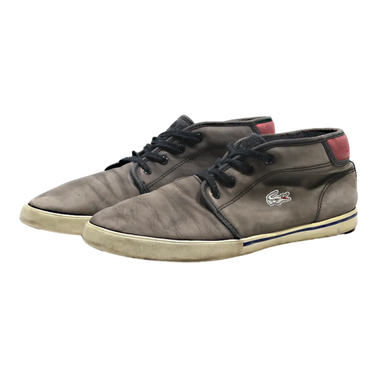 LACOSTE High Top Trainers Grey Leather Mens UK 8.5