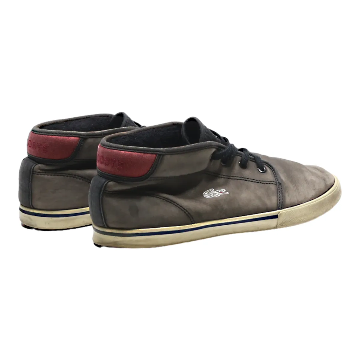 LACOSTE High Top Trainers Grey Leather Mens UK 8.5