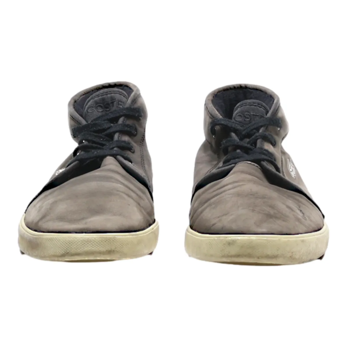 LACOSTE High Top Trainers Grey Leather Mens UK 8.5