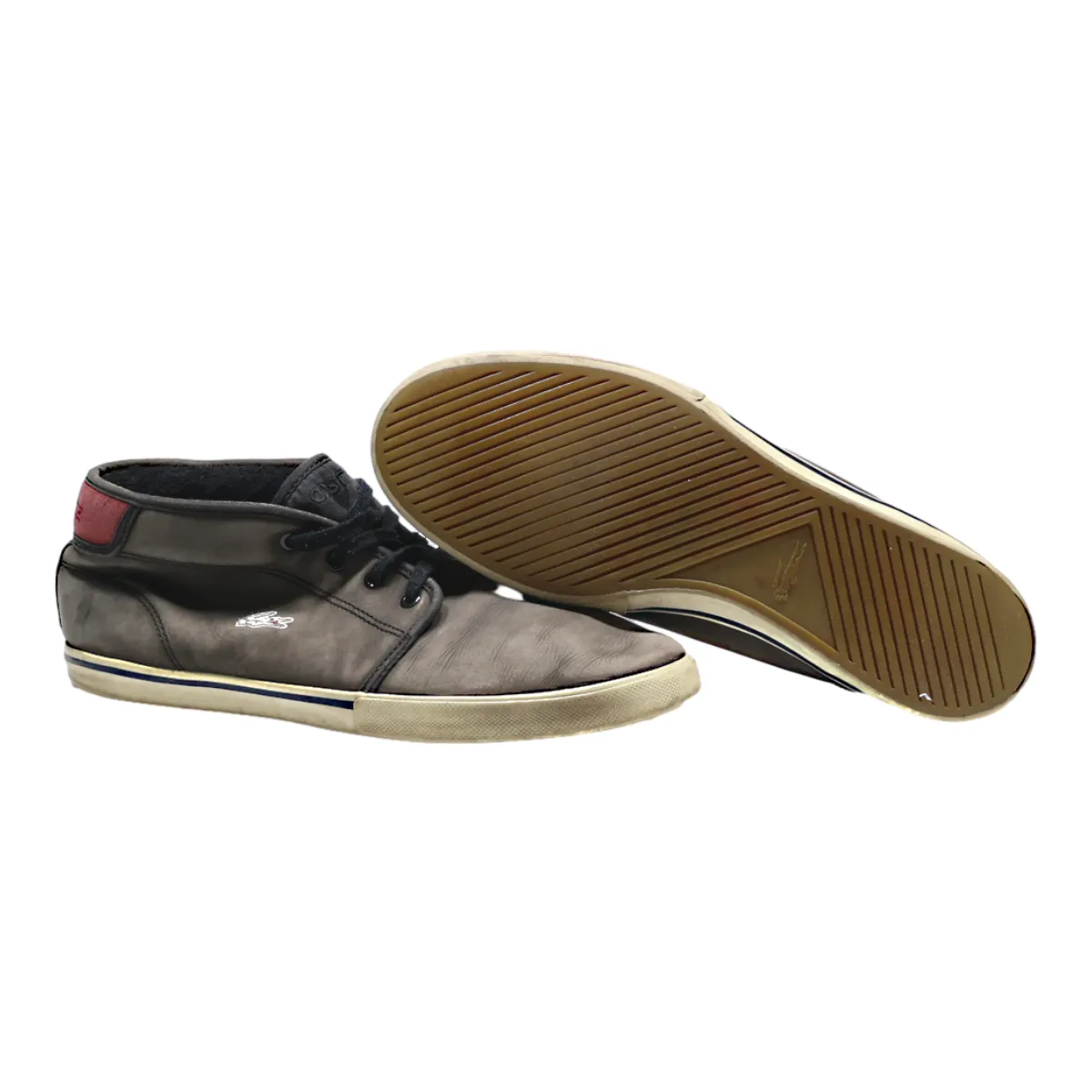 LACOSTE High Top Trainers Grey Leather Mens UK 8.5