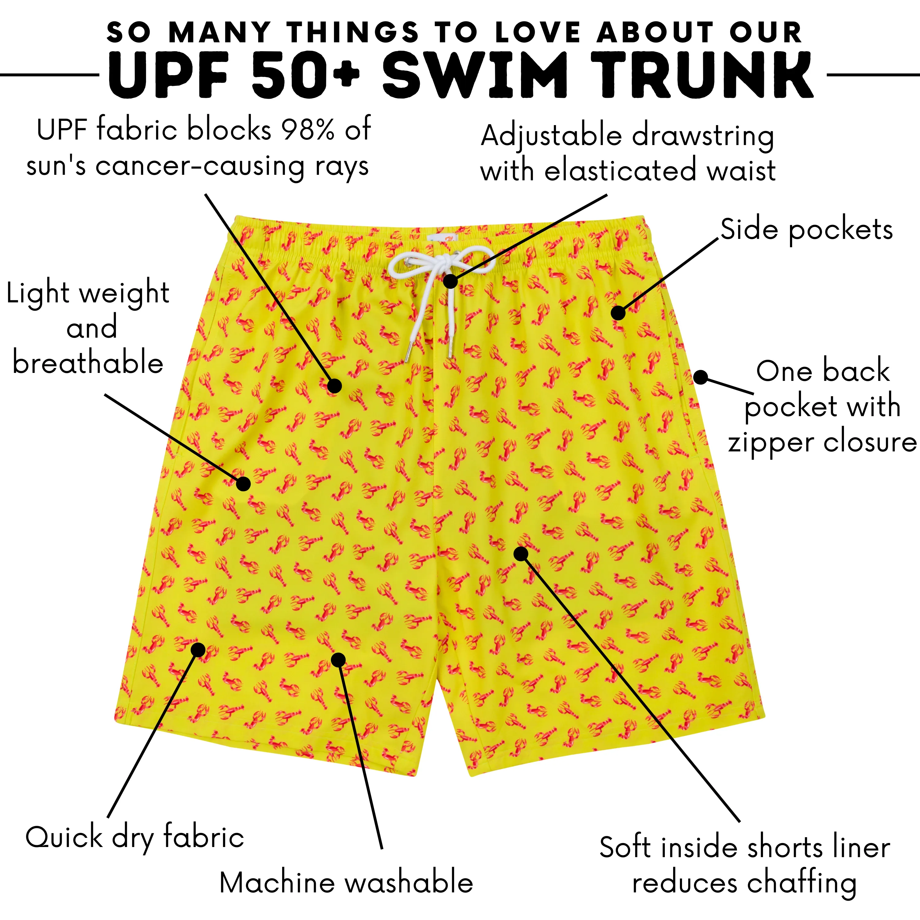 Men's 8" Swim Trunks Boxer Brief Liner | "Lobster"