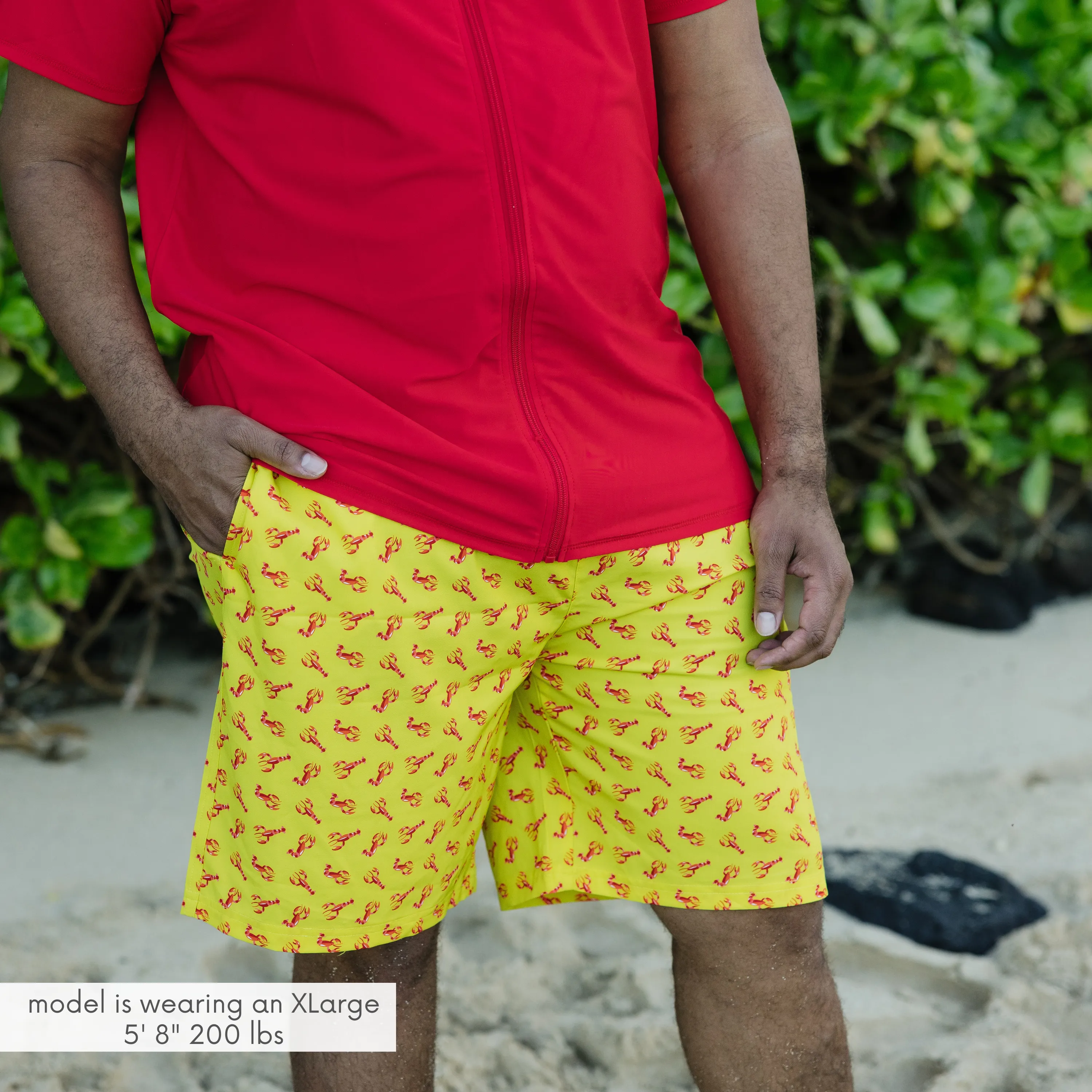 Men's 8" Swim Trunks Boxer Brief Liner | "Lobster"