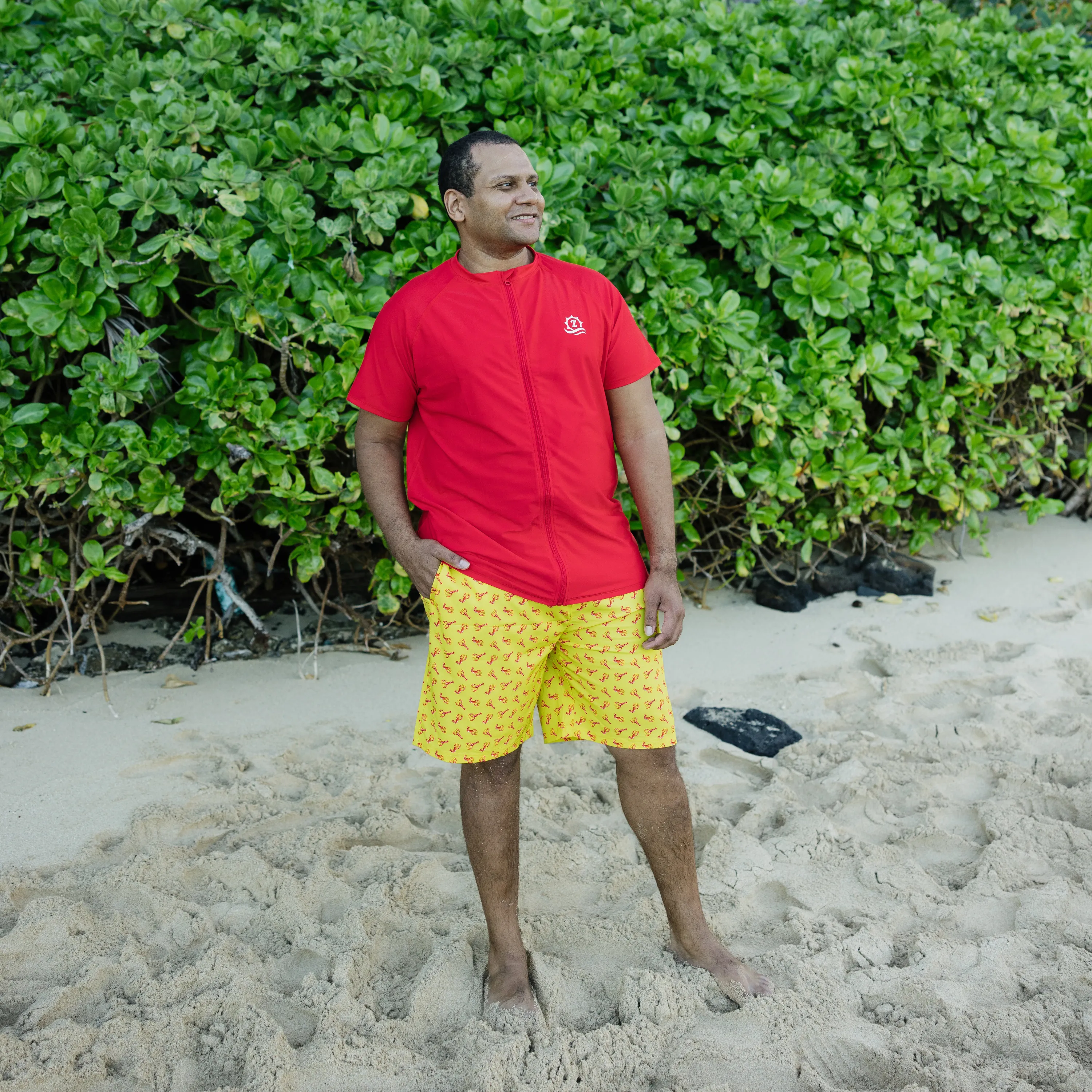 Men's 8" Swim Trunks Boxer Brief Liner | "Lobster"