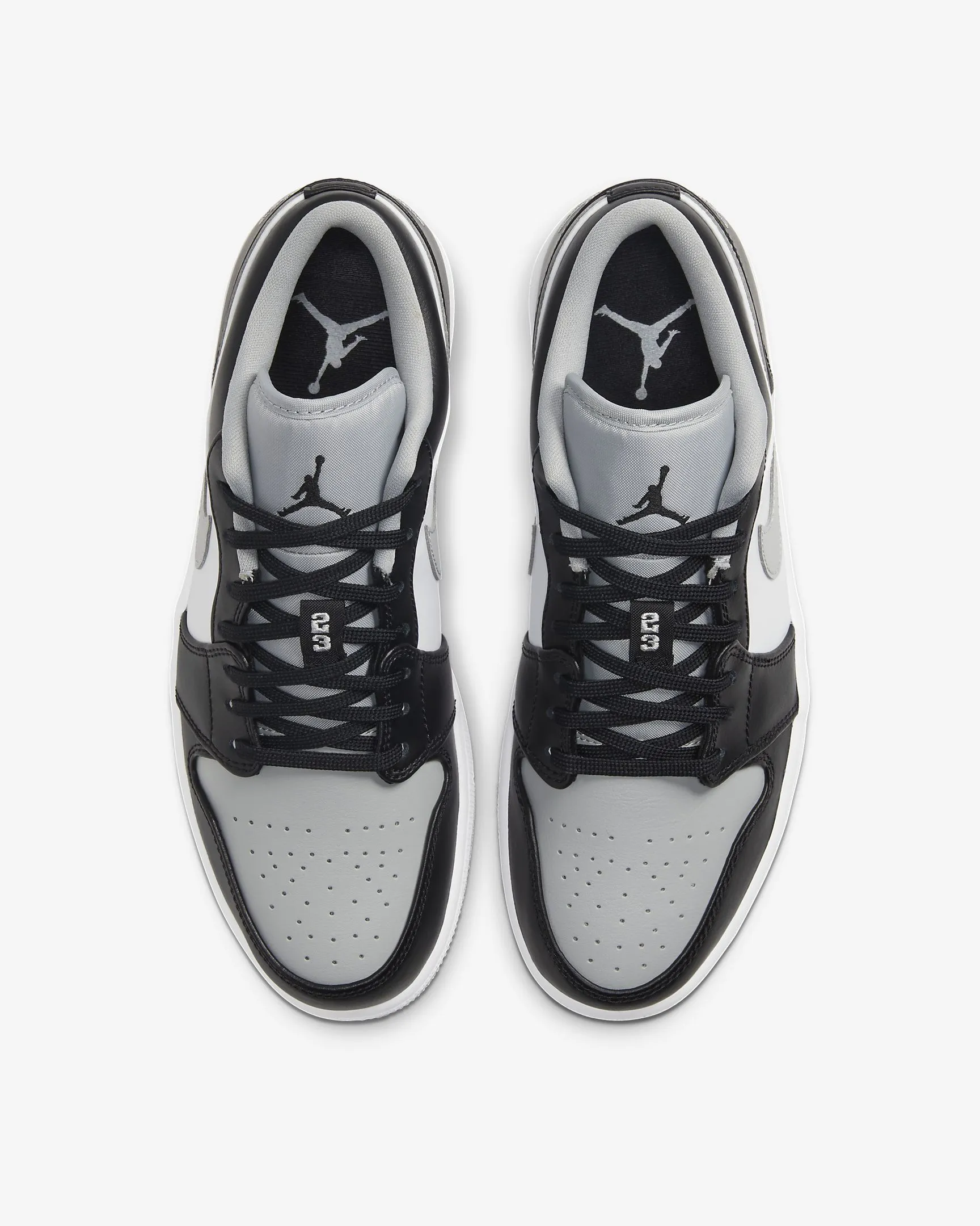 Men's Air Jordan 1 Low "Grey Toe / Shadow / Baron" (Black/Light Smoke Grey/White)(553558-039)