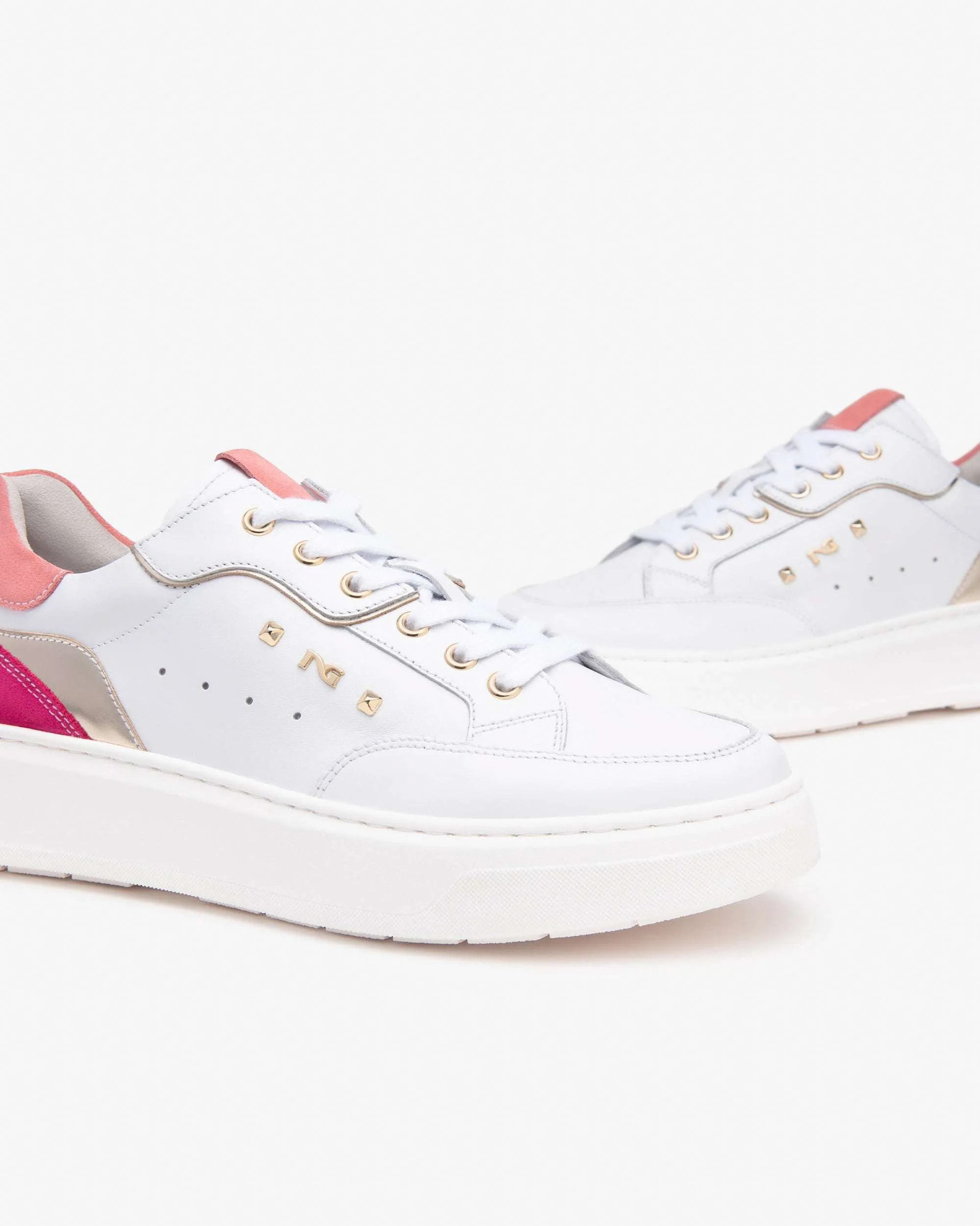 NeroGiardini White and Pink Platform Trainer|E513063D70