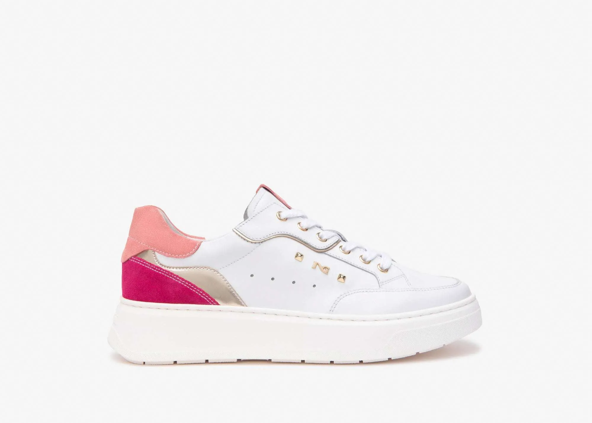 NeroGiardini White and Pink Platform Trainer|E513063D70