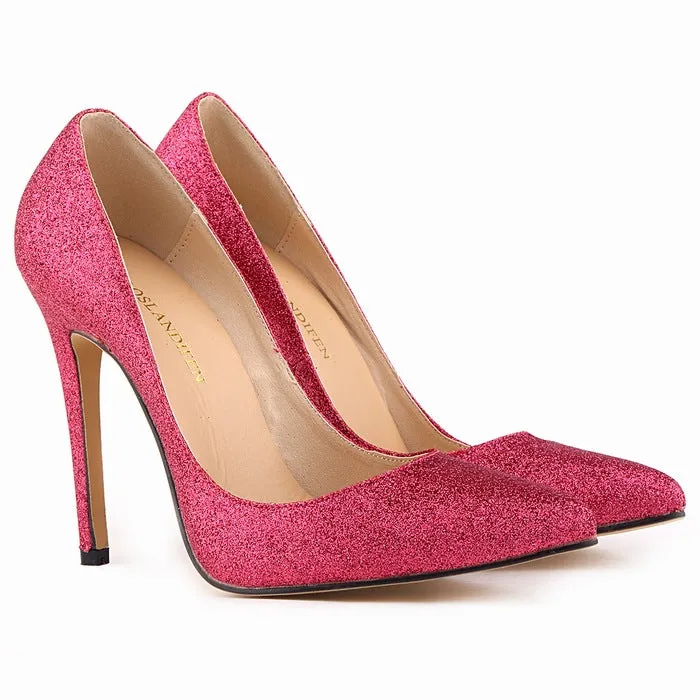 New Arrival PU Shimmering Sexy Shallow Mouth High Heel Comfortable Wedding Shoes