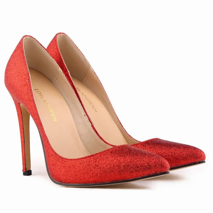 New Arrival PU Shimmering Sexy Shallow Mouth High Heel Comfortable Wedding Shoes