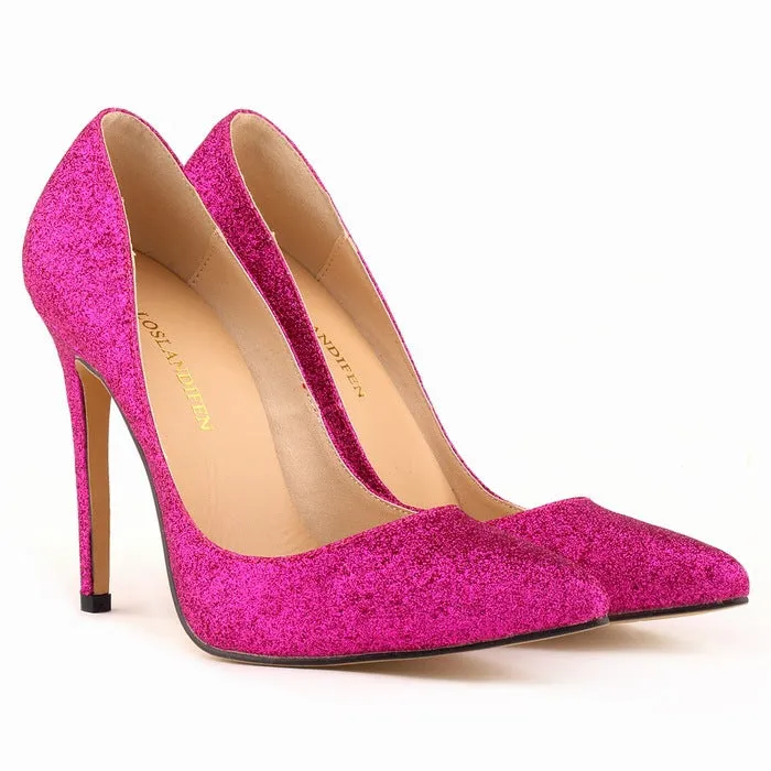 New Arrival PU Shimmering Sexy Shallow Mouth High Heel Comfortable Wedding Shoes