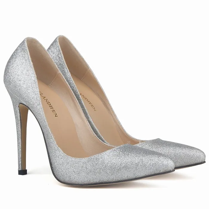 New Arrival PU Shimmering Sexy Shallow Mouth High Heel Comfortable Wedding Shoes