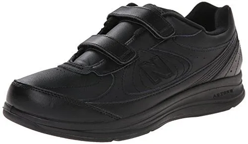 New Balance Men's MW577 Leather Hook/Loop Walking Shoe,Black,10.5 2E US