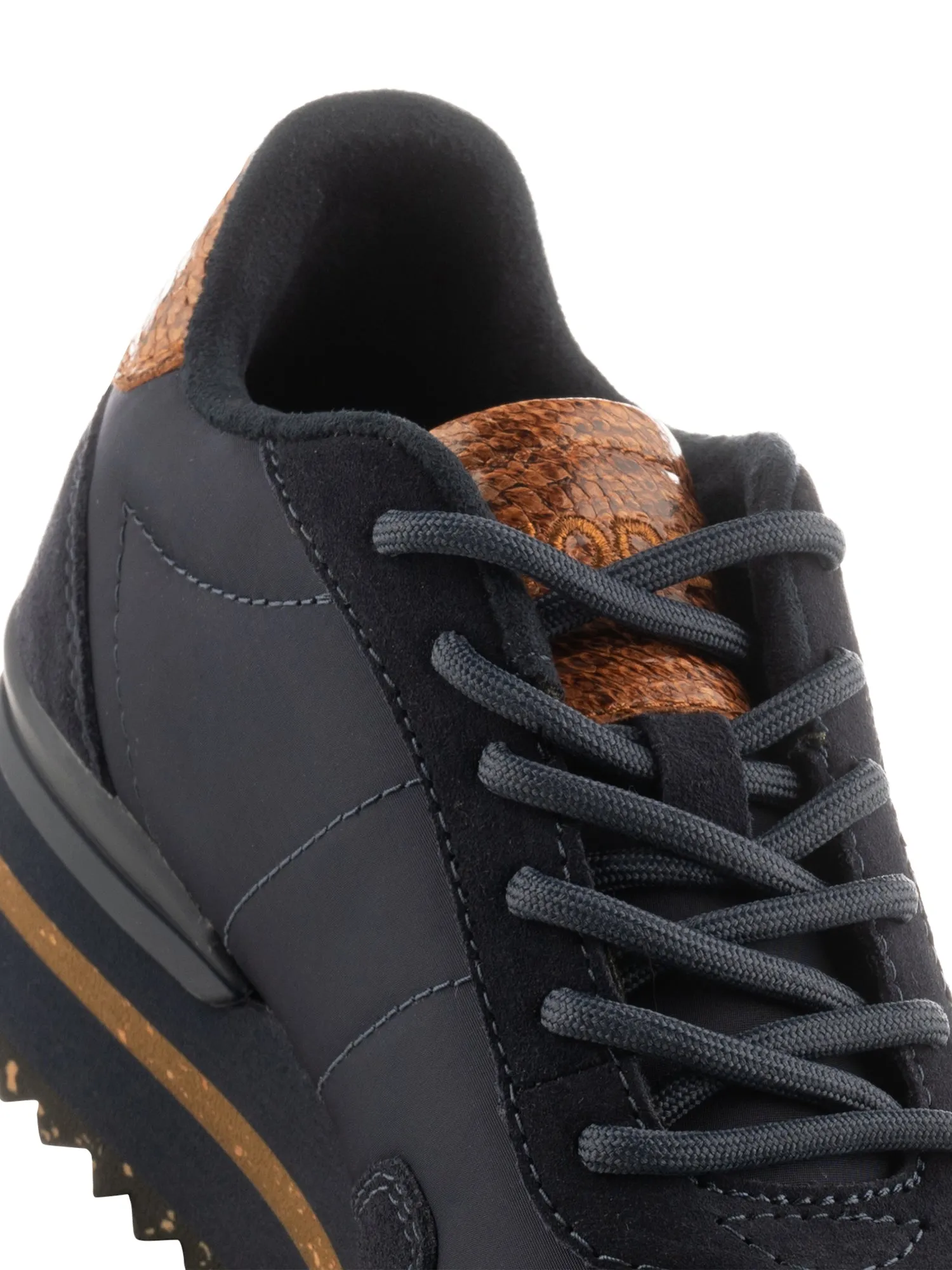 NORA III LEATHER PLATFORM DARK NAVY NYLON/MOKKASNEAKERIT
