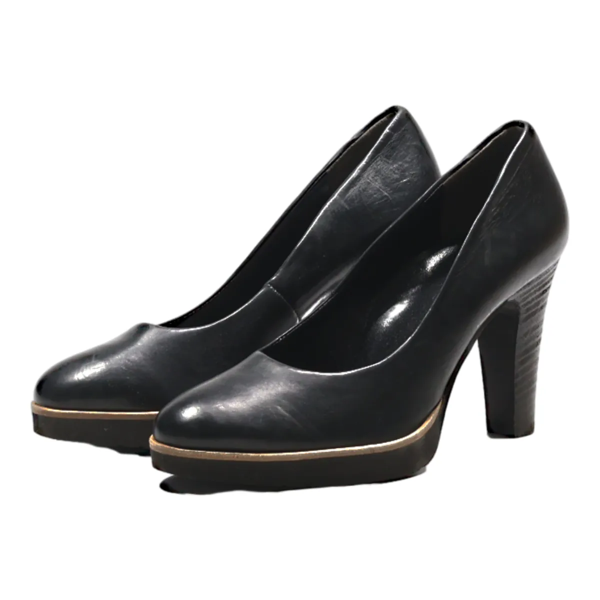 PAUL GREEN Pump Heels Black Leather Womens UK 4