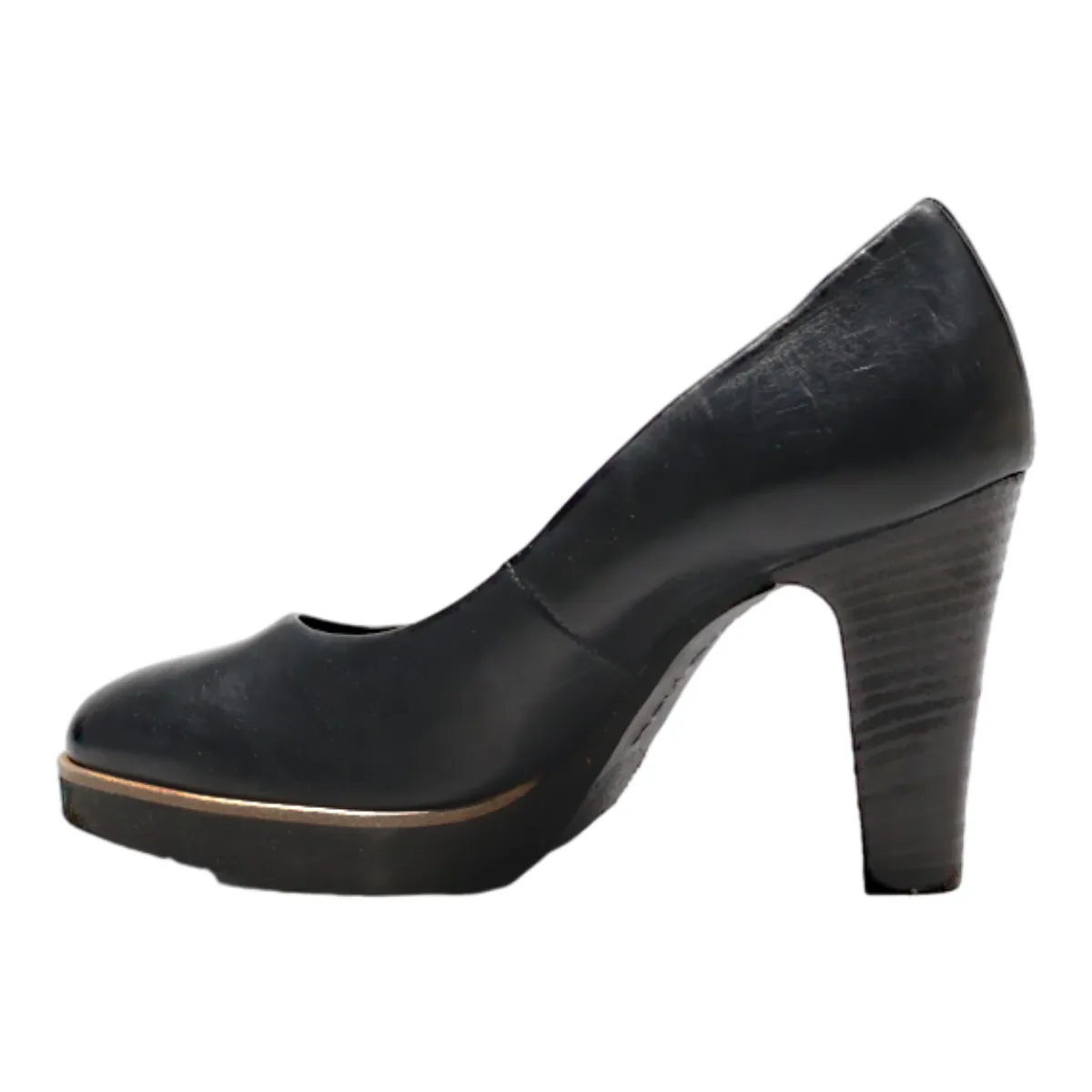 PAUL GREEN Pump Heels Black Leather Womens UK 4