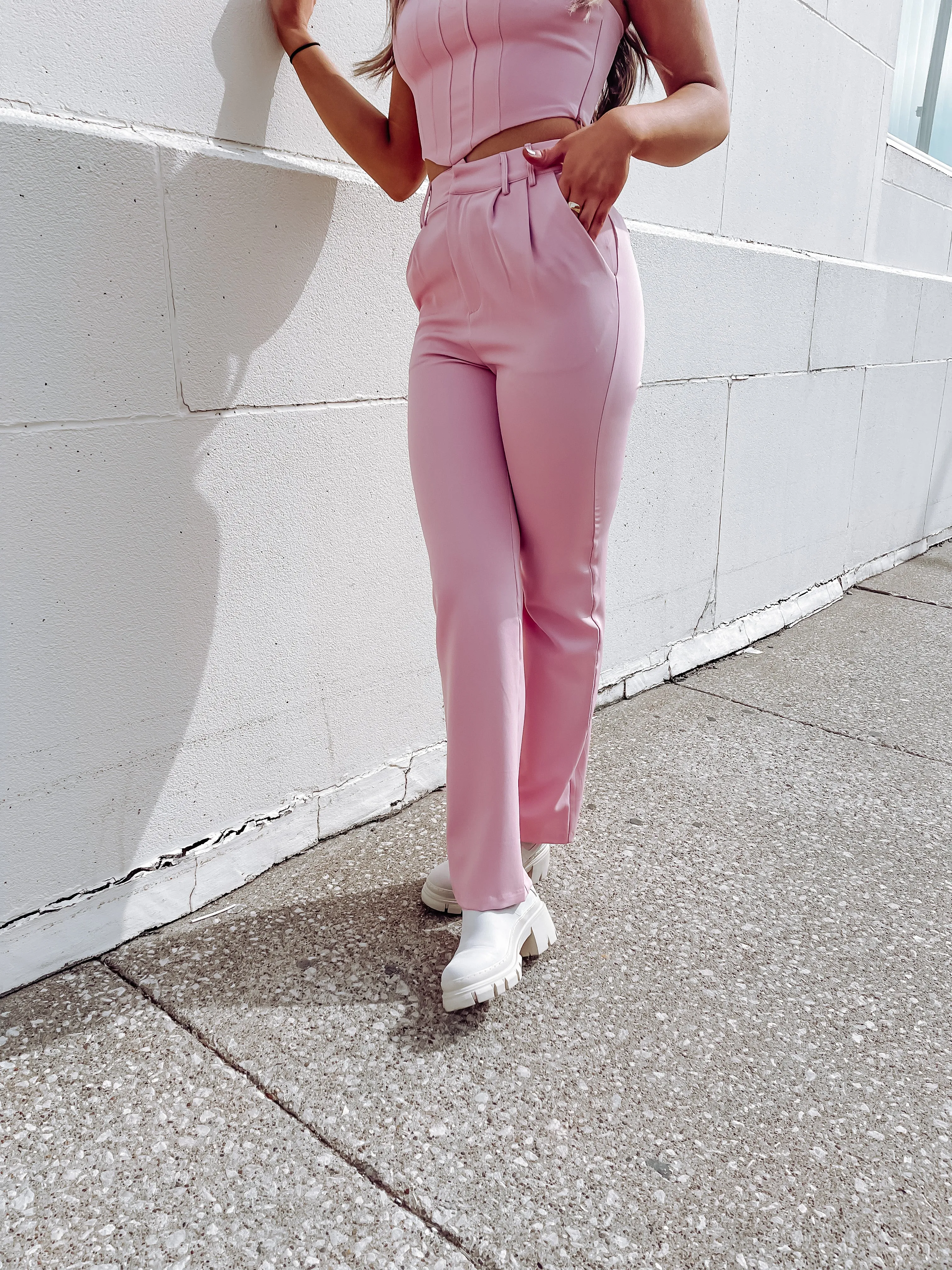 Pink Corset Style Crop Top