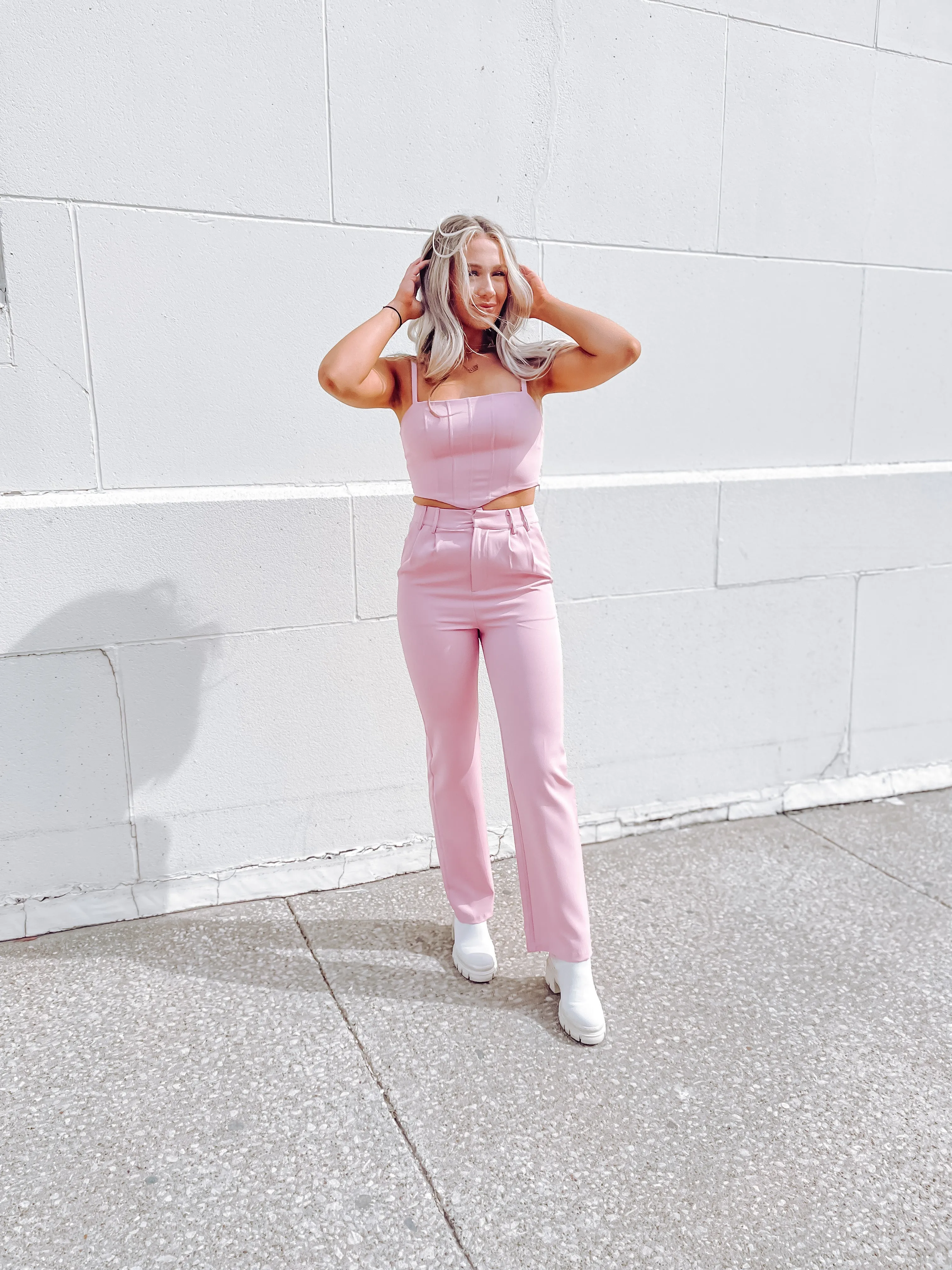 Pink Corset Style Crop Top