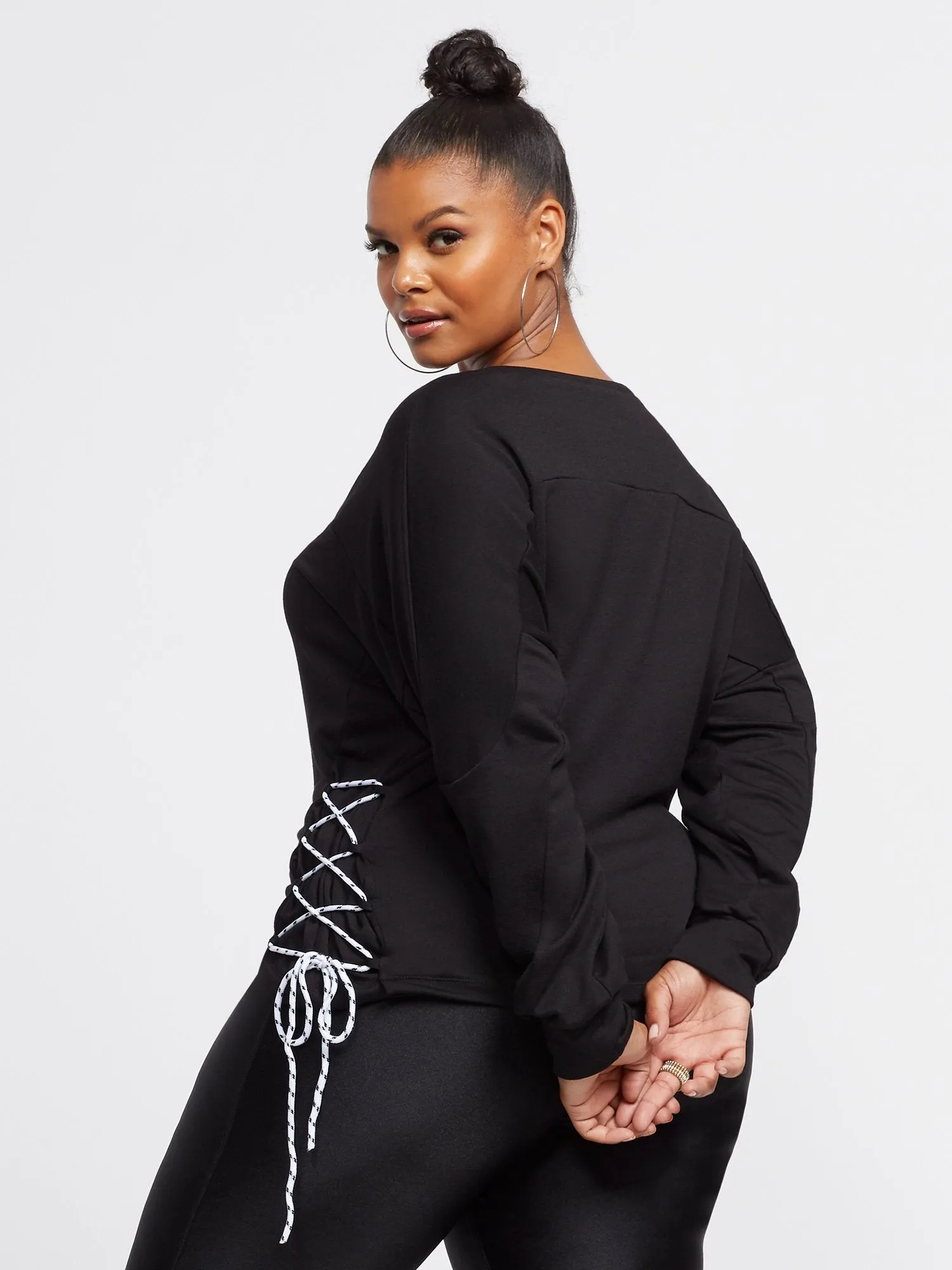 Rheta Lace-Up Detail Sweatshirt