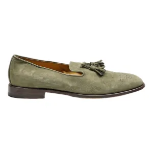 SCAROSSO Loafer Shoes Green Suede Mens UK 7